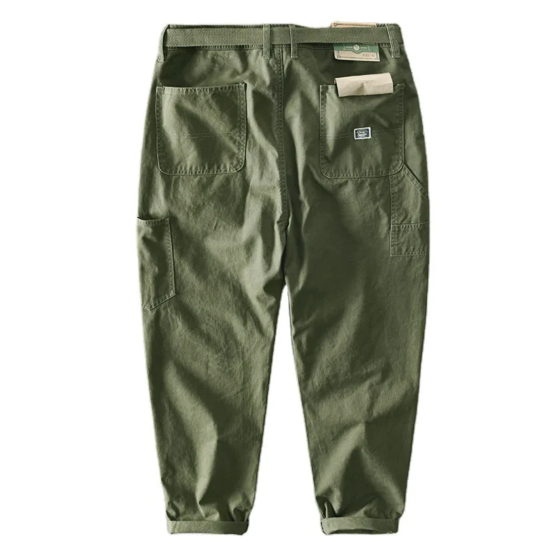 

Men Pockets Solid Cargo Pants Autumn New Streetwear Casual Cotton Joggers Trousers Male Safari Style Oversize Pant