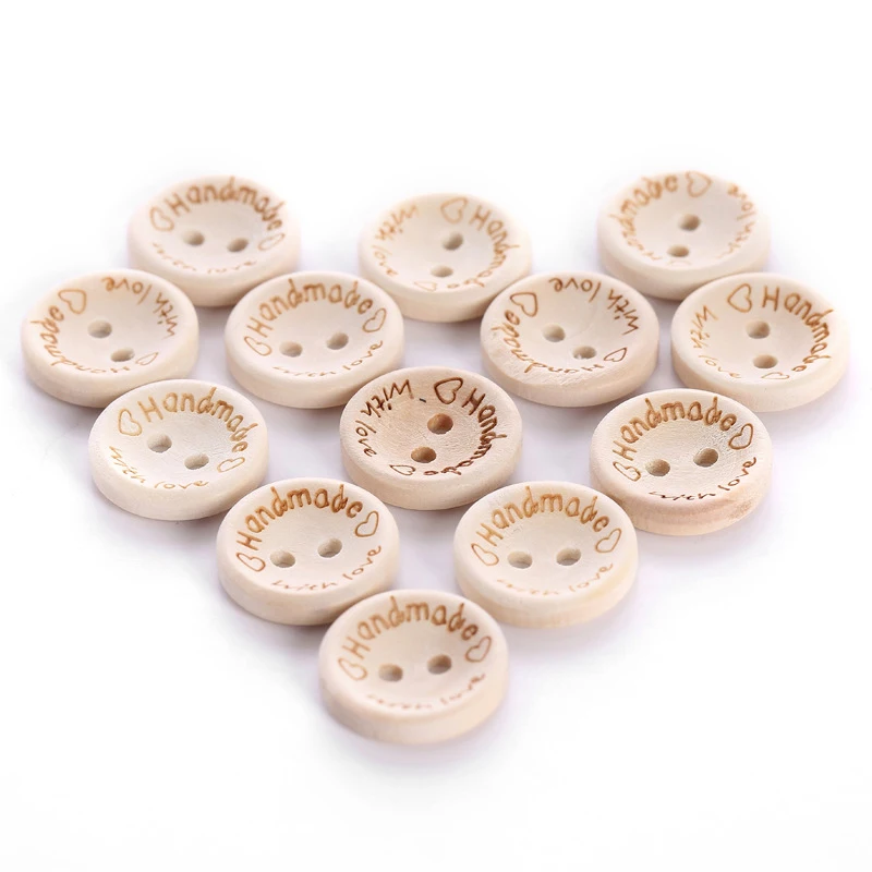 24 шт./лот деревянные пуговицы натурального цвета ручной работы с надписью love для