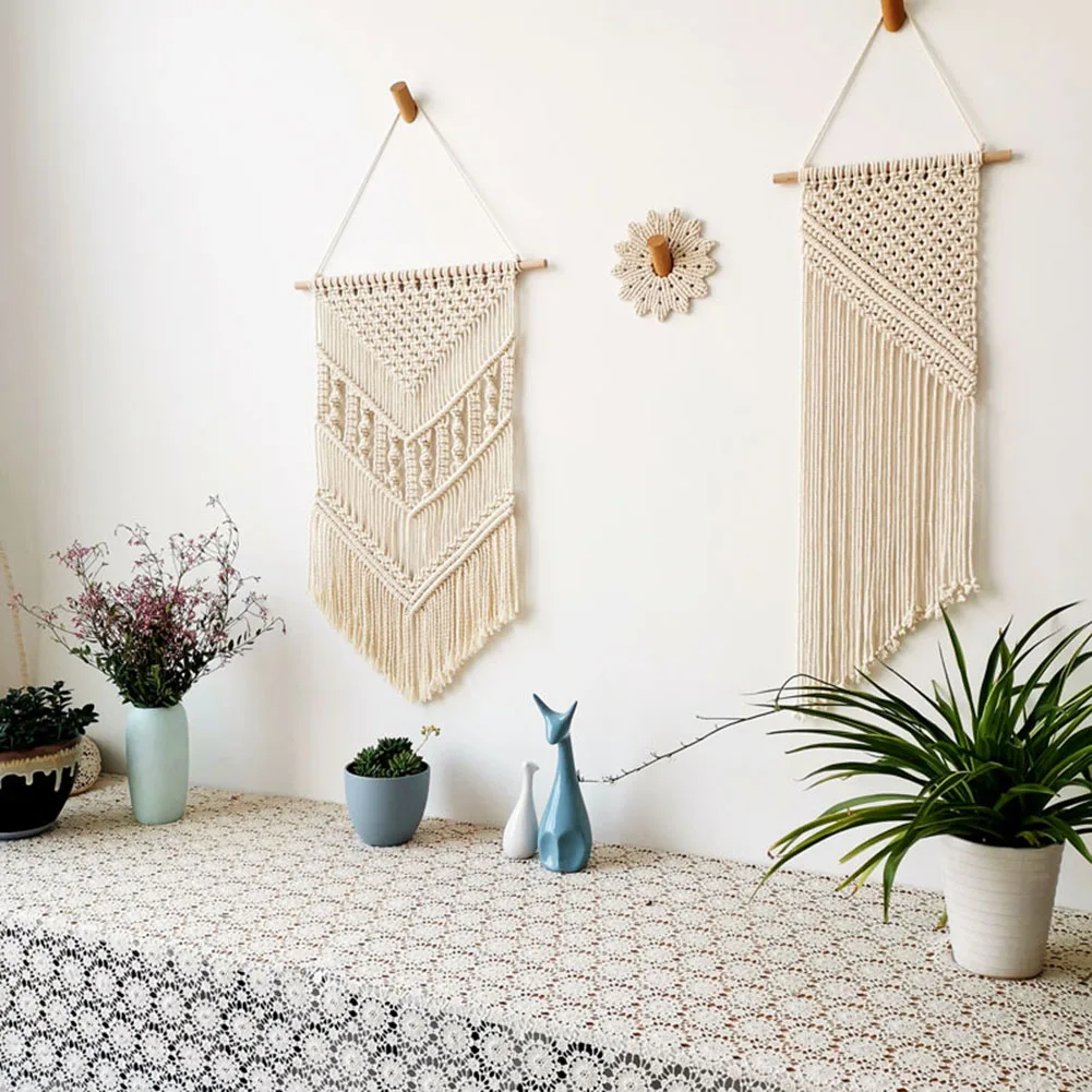 

Macrame Wall Hanging Cotton Rope Tapestry Tassel Hand Woven Bohemian Tapestry Geometric Art Beautiful Living Room Home Decor