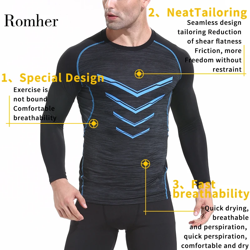 Quick Dry Sport Shirt Men Slim Fit Compression Top Long Sleeve V-neck Men's Running T-Shirts Gym Training Sportswear New 2020 | Спорт и