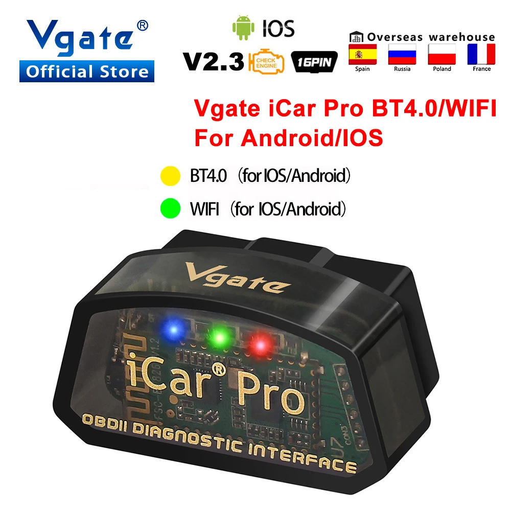 Vgate iCar Pro ELM327 WIFI OBD2 Scanner For IOS Bluetooth-Compatible 4.0 Elm 327 Car Diagnostic Tool scan tool OBDII Code Reader