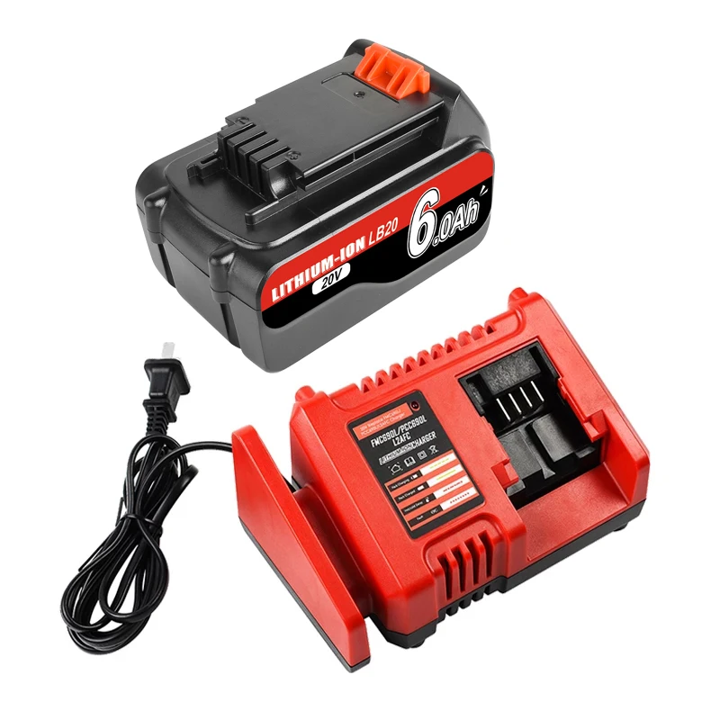 Аккумулятор + зарядное устройство LBXR20 6000 мАч для аккумулятора Black &amp Decker 20 в