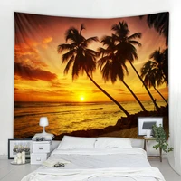 nordic natural scenery tapestry seaside coconut tree decoration wall tapestry art deco blanket curtain hanging at home bedroom