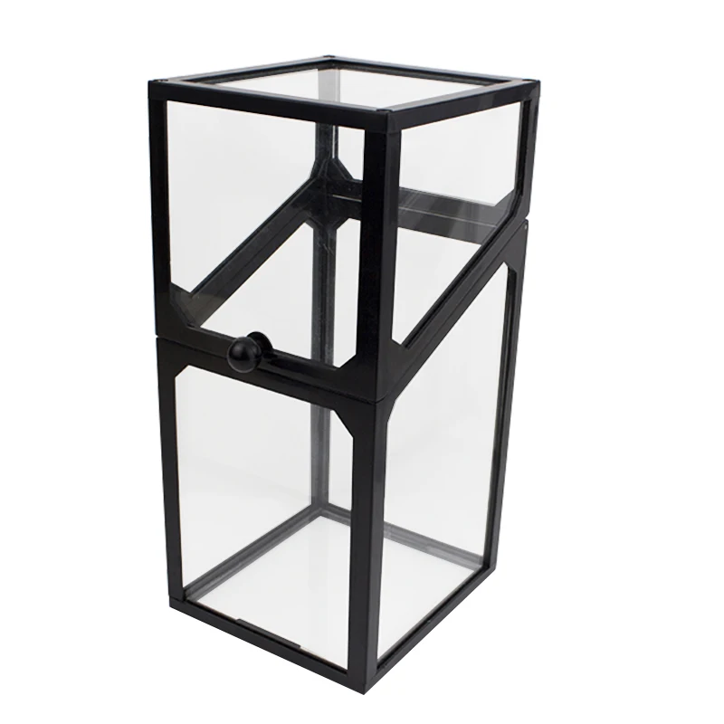 

New Fashion ABS Makeup Storage Box With Cover Black/White Cosmetic Organizer Case Transparent Brush Holder Case With Cover