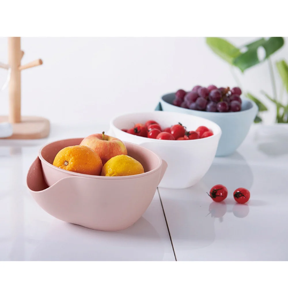 Многофункциональная пластиковая корзина для слива двухслойная мытья фруктов