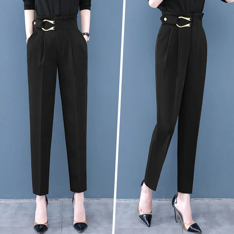 

High Waist Straight Harlan Cropped Trousers 2021 Spring New Plus Size 3XL Pants Women Casual Trousers Carrot Pants FemaleC555