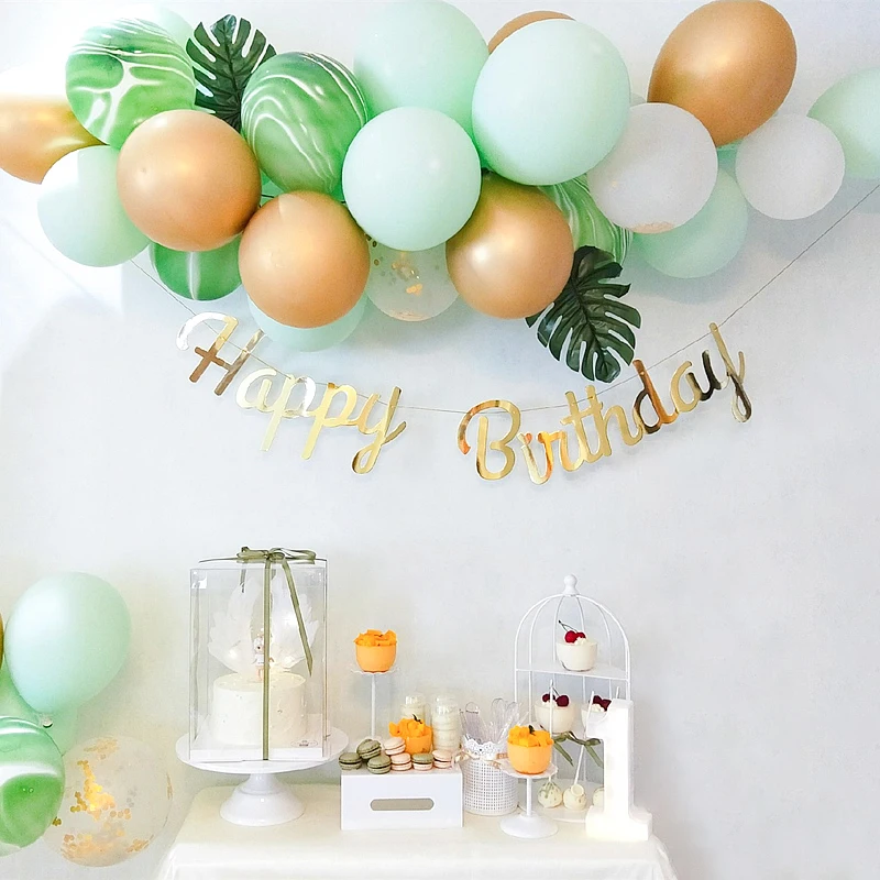 Зеленый латексный воздушный шар для вечеринки в джунглях из фольги с