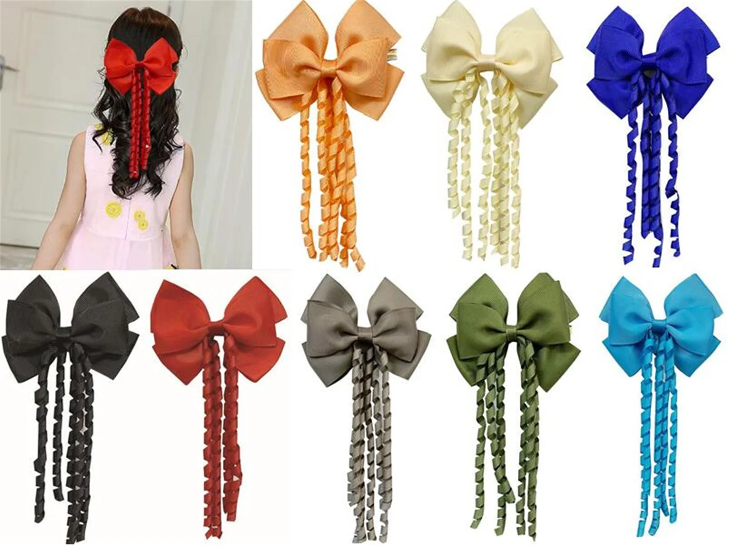 

HOT 4inch hair bow SCHOOL KORKER BOW HAIR TIE ACCESSORY PONYTAIL ELASTIC CURLY RIBBON TIES KORKERS