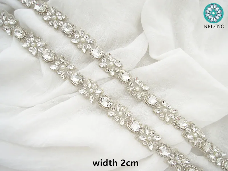 (1 ярд) Новое свадебное платье с кристаллами со стразами аппликацией обшитое