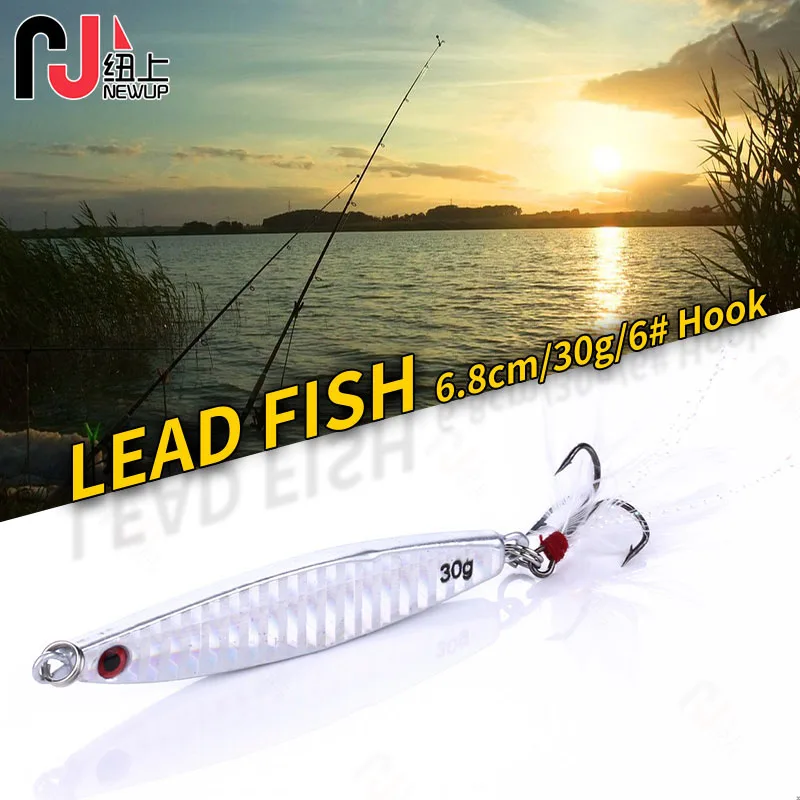 

NEWUP 1Pcs New Cast Metal Jig Fishing Lure Jigging 6.8cm/30G Artificial Bait Shore Casting Jig Lead Fishing Tackle