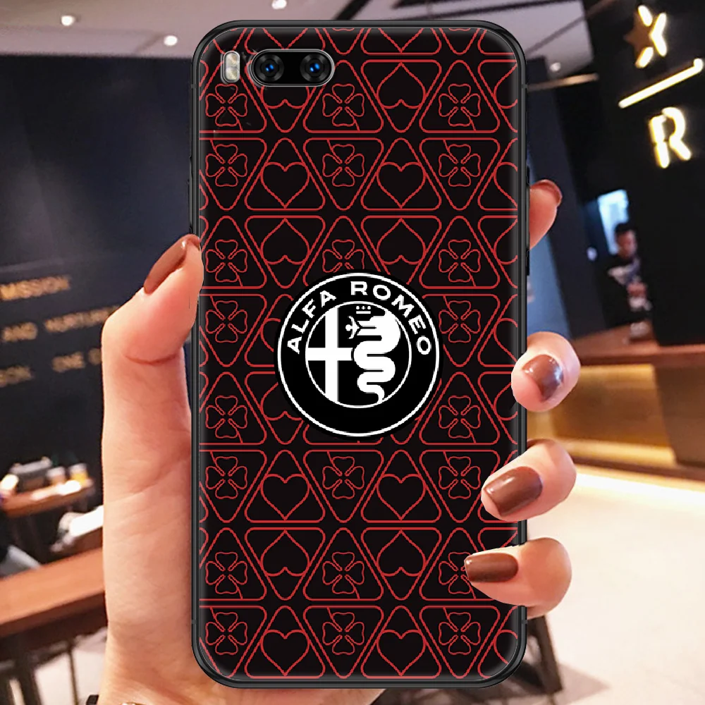 

alfa sports romeo car logo Phone case For Xiaomi Mi Max Note 3 A2 A3 8 9 9T 10 Lite Pro Ultra black luxury cover fashion funda