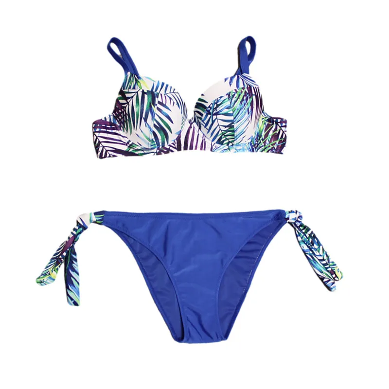 Женские комплекты бикини с принтом и чашками пуш-ап Привлекательный бюстгальтер