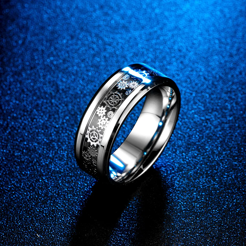 Мужское кольцо из углеродного волокна механическое зубчатое нержавеющей стали