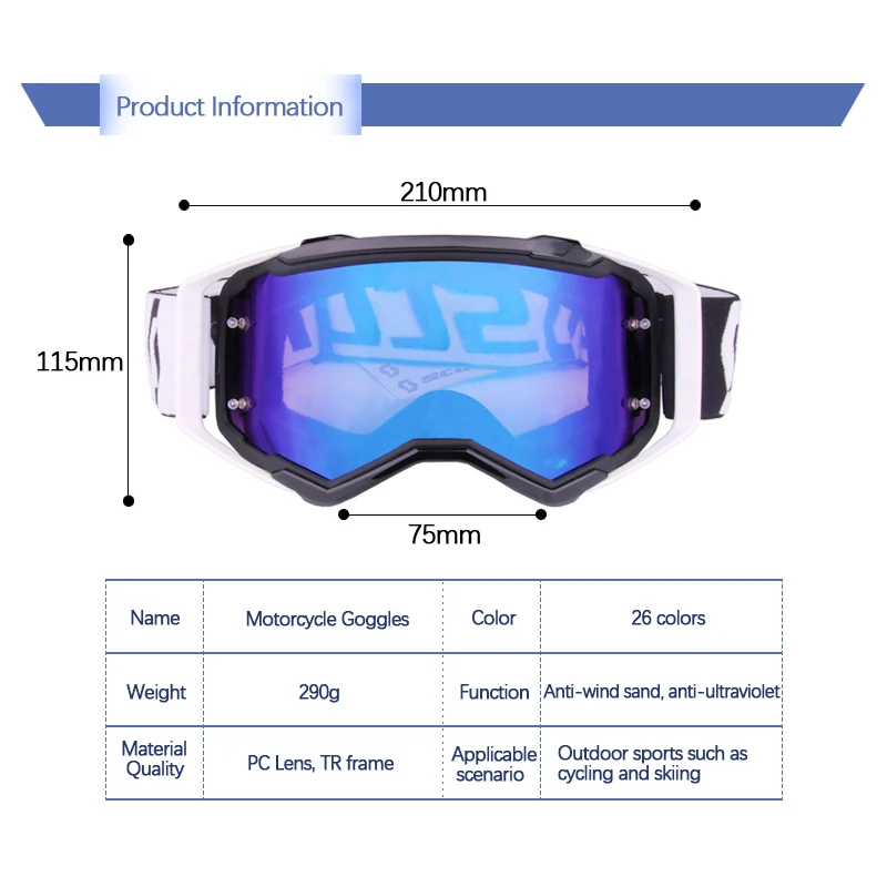 

Motocross Goggles Dirt Bike Motorcycle Glasses ATV MX Off Road Goggles Motobike Helmet Safety Goggles For SCOTT Cycling Glasses