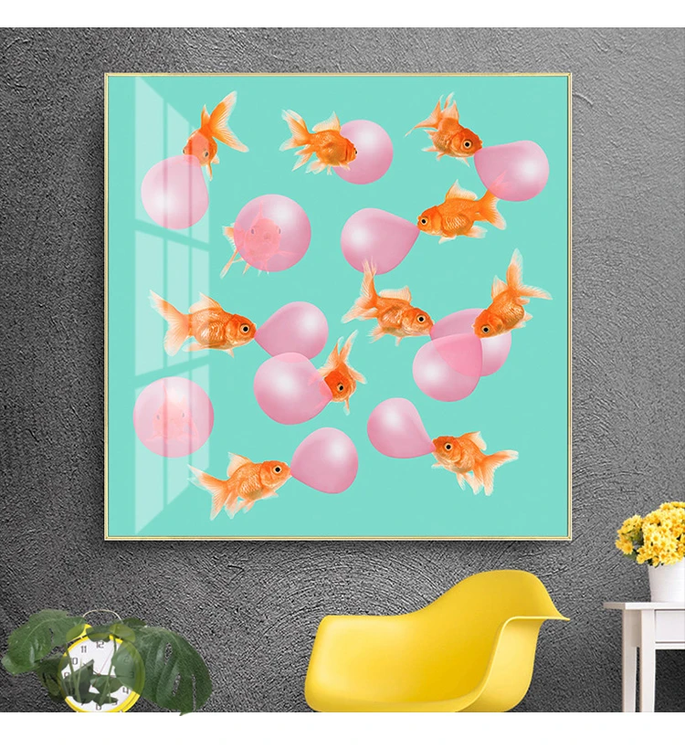 Абстрактный золотой рыбки дующий пузыри настенные Арт холст картины Плакаты для