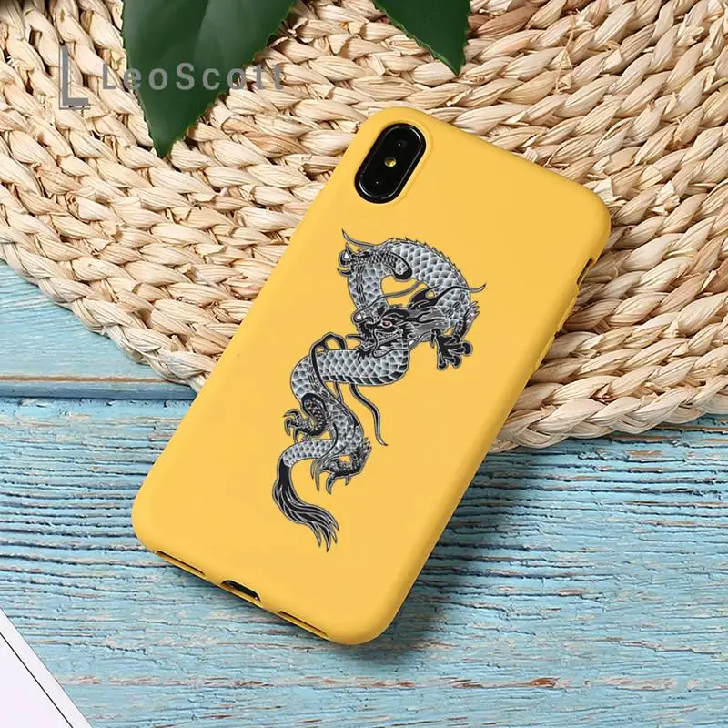 

luxury dragon Cool Phone Case Yellow Candy Color for iPhone 11 12 mini pro XS MAX 8 7 6 6S Plus X SE 2020 XR