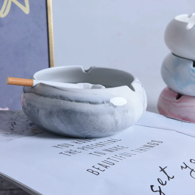 Пепельница для дома и гостиной простая модная керамическая с белым мрамором