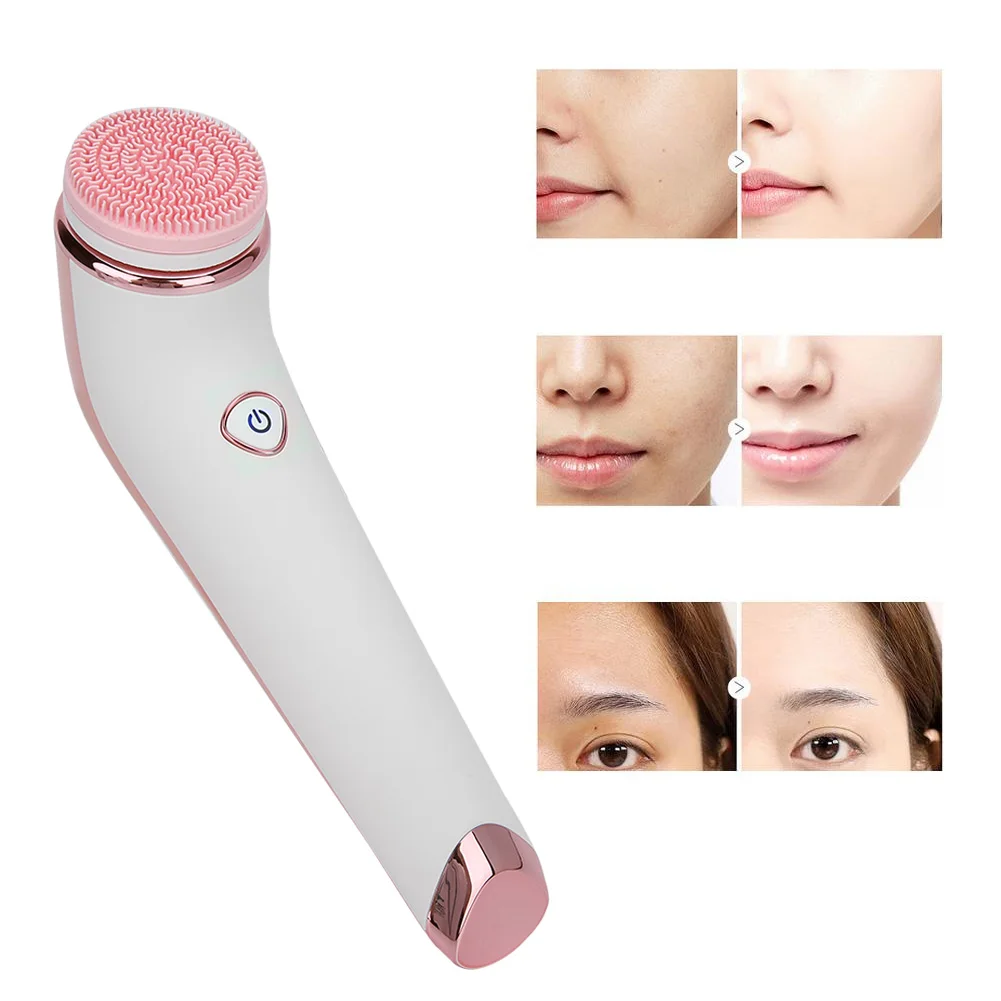 

Электрический аппарат для очищения лица, щетка для очистки пор с 2 головками, белый, розовый инструмент для красоты и ухода за кожей, массаж л...