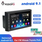 Автомагнитола Podofo, 2Din, Android, GPS, Wi-Fi, 7-дюймовый экран, Bluetooth, для VW, Nissan, Hyundai, Kia, Toyota