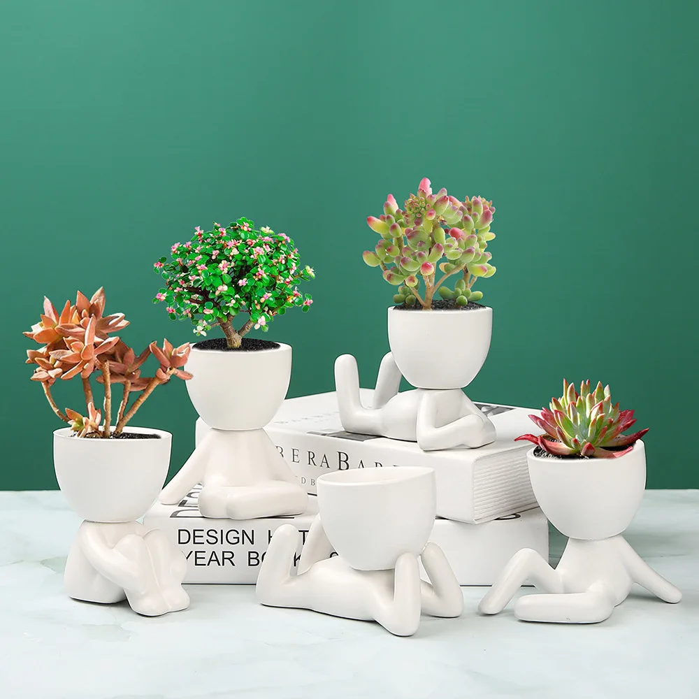 Керамическая ваза белая и черная статуэтка красивый цветочный горшок для