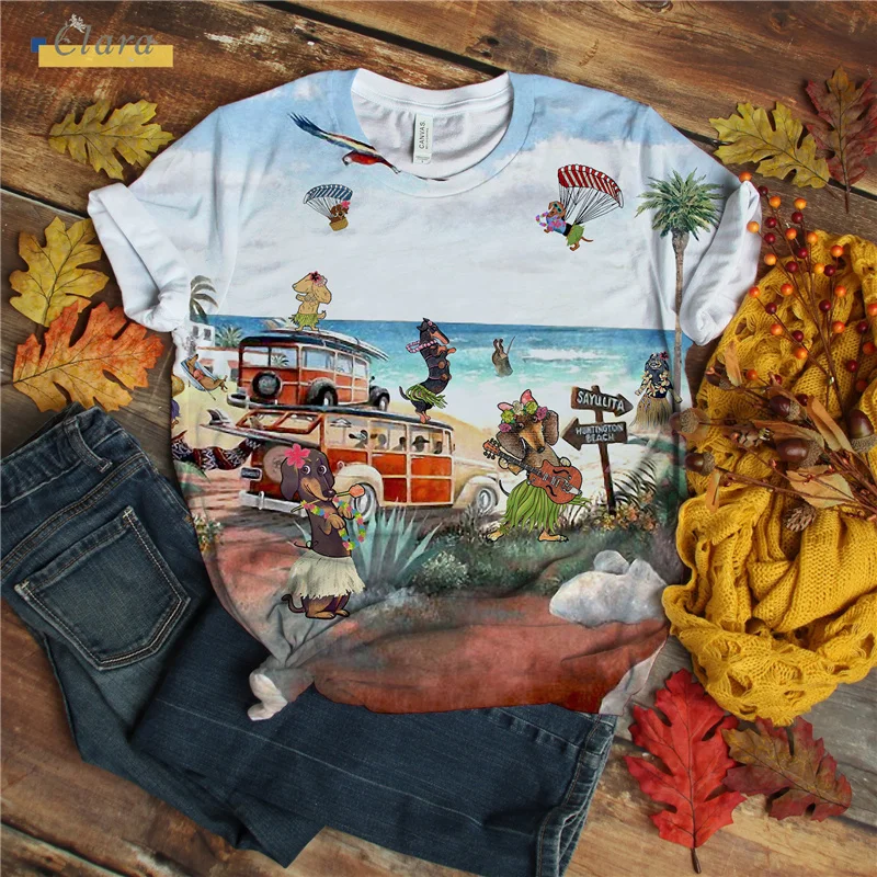 

2021 New Arrival Men T Shirt Full Anime Shirt Printing Fashion Short Sleeve Dachshund Harajuku Men Tees