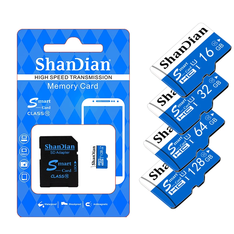ShanDian горячая Распродажа Смарт SD карта памяти 64 ГБ 32 16 8 класс 10 TF Smartsd флеш
