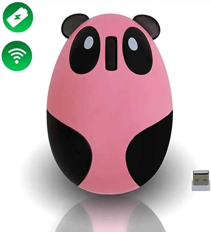 

New Wireless Mouse Rechargeable Gaming Mouse Mini Cartoon Panda Computer Mouse Portable Silent Mouse Laptop Pc Pink Mouse
