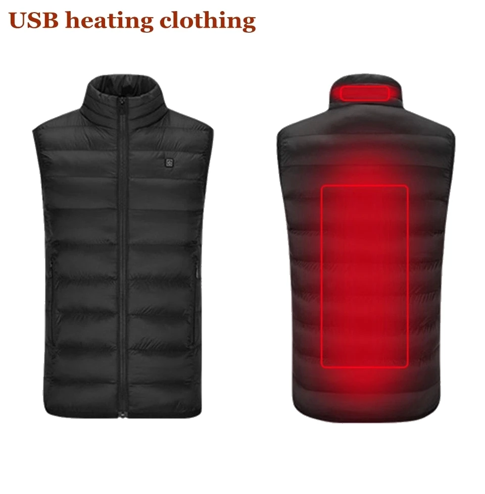 

2020 Men Outdoor USB Infrared Heating Vest Jacket Men Women Winter Electric Thermal Clothing Waistcoat For Sports Hiking