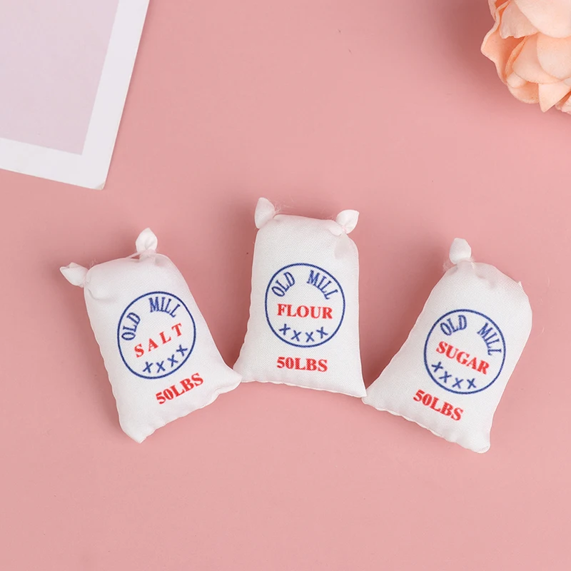 

Миниатюрная тканевая сумка для кукольного домика с маленькой мукой, солью, сахаром, кухонные аксессуары