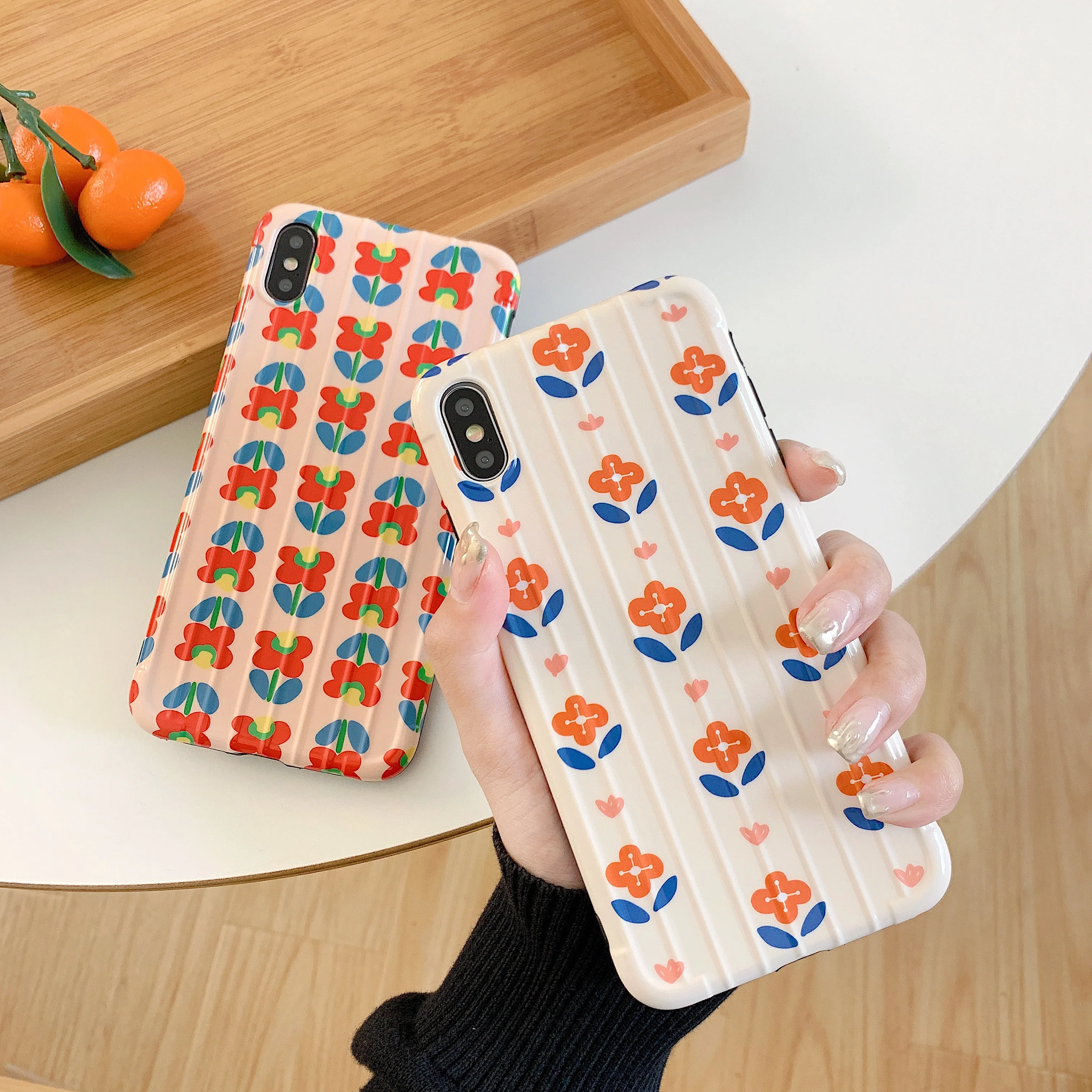 Корейский мультфильм цветок IMD изогнутый багажный чехол для iPhone Xr Xs Max X 6 6s 7 8 Plus