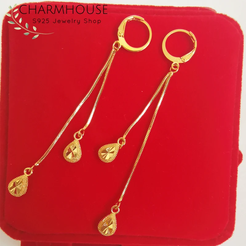 Женские серьги с кисточками золотого цвета длинными 24 к|Серьги-подвески| |