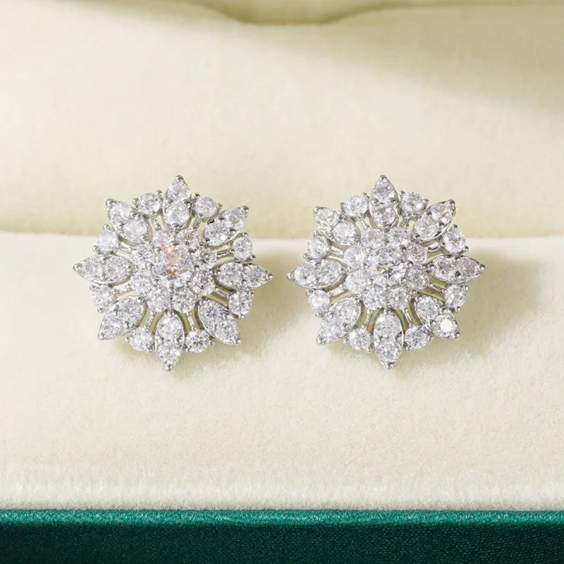 15 мм большой жемчужиной в форме снежинок серебряные серьги со шпилькой для