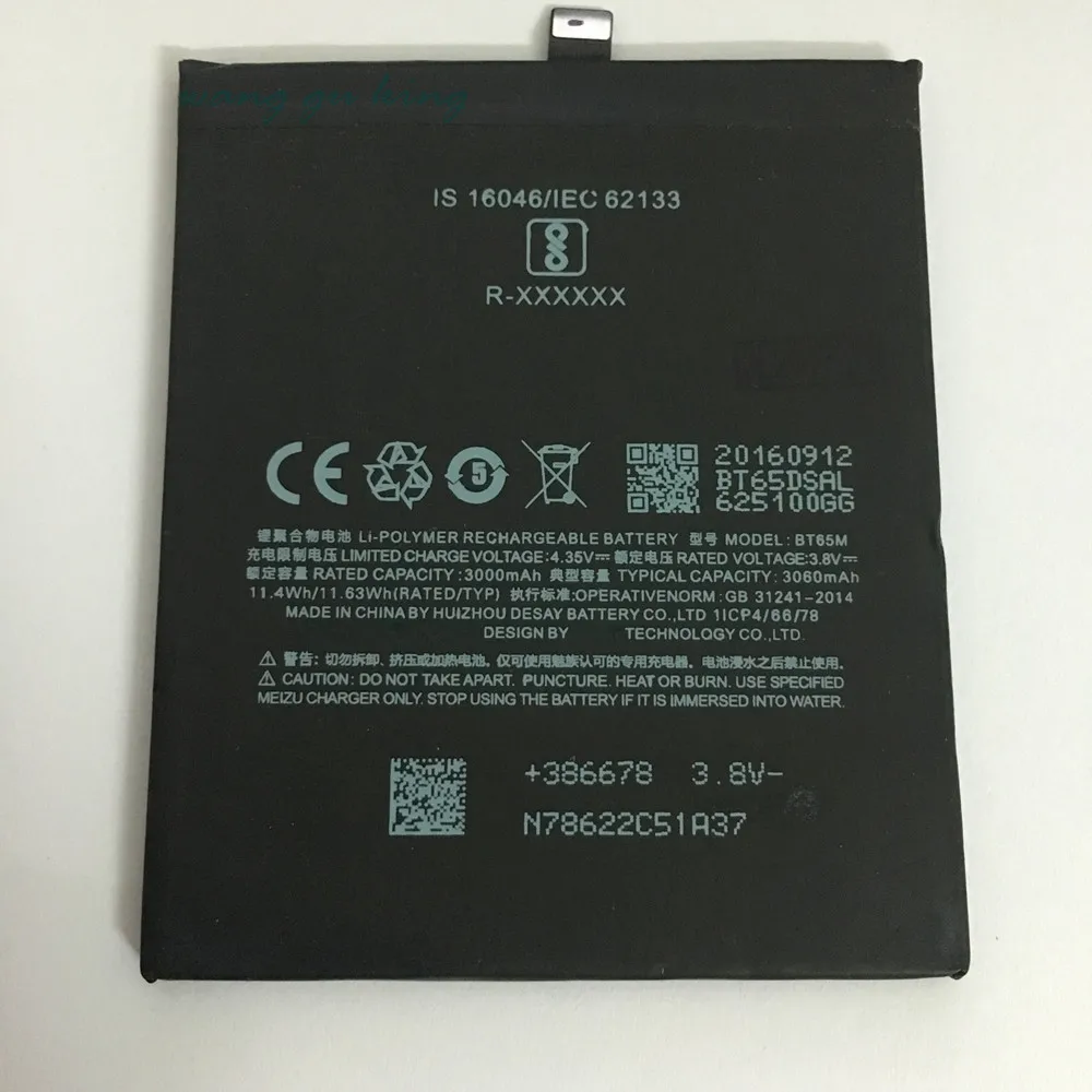 

100% оригинальная запасная батарея BT65M 3060mAh для MEIZU MX6 PRO 6 батарея в наличии с номером отслеживания
