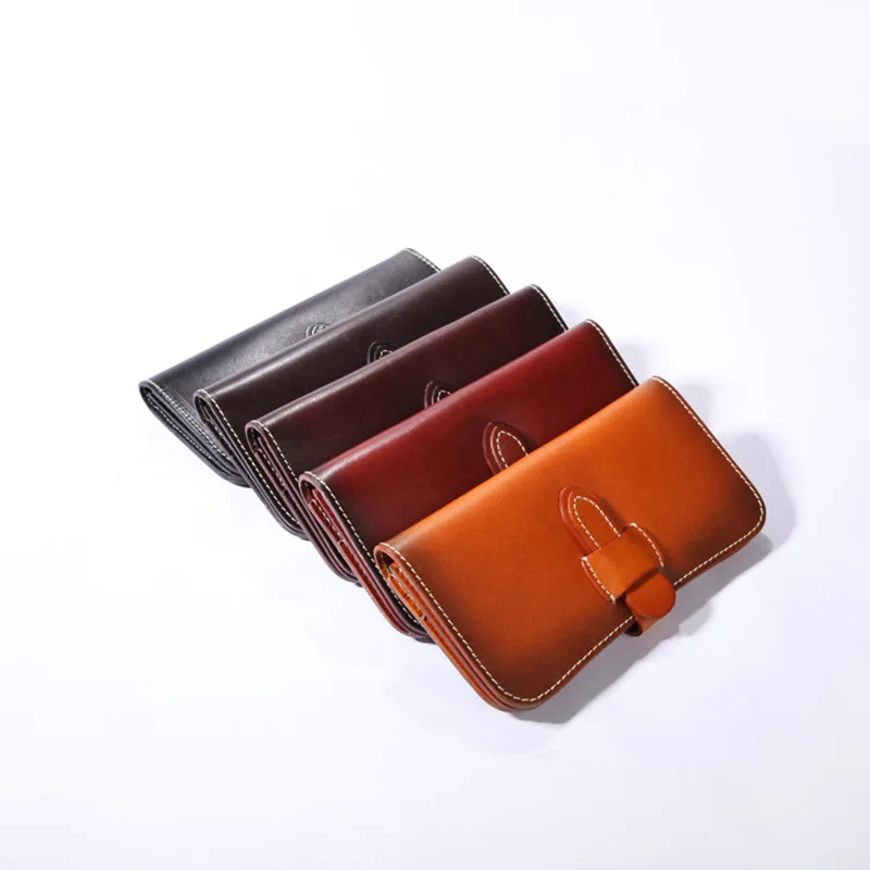 Genuine leather cowhide vintage handmade purse women wallet card holder high quality