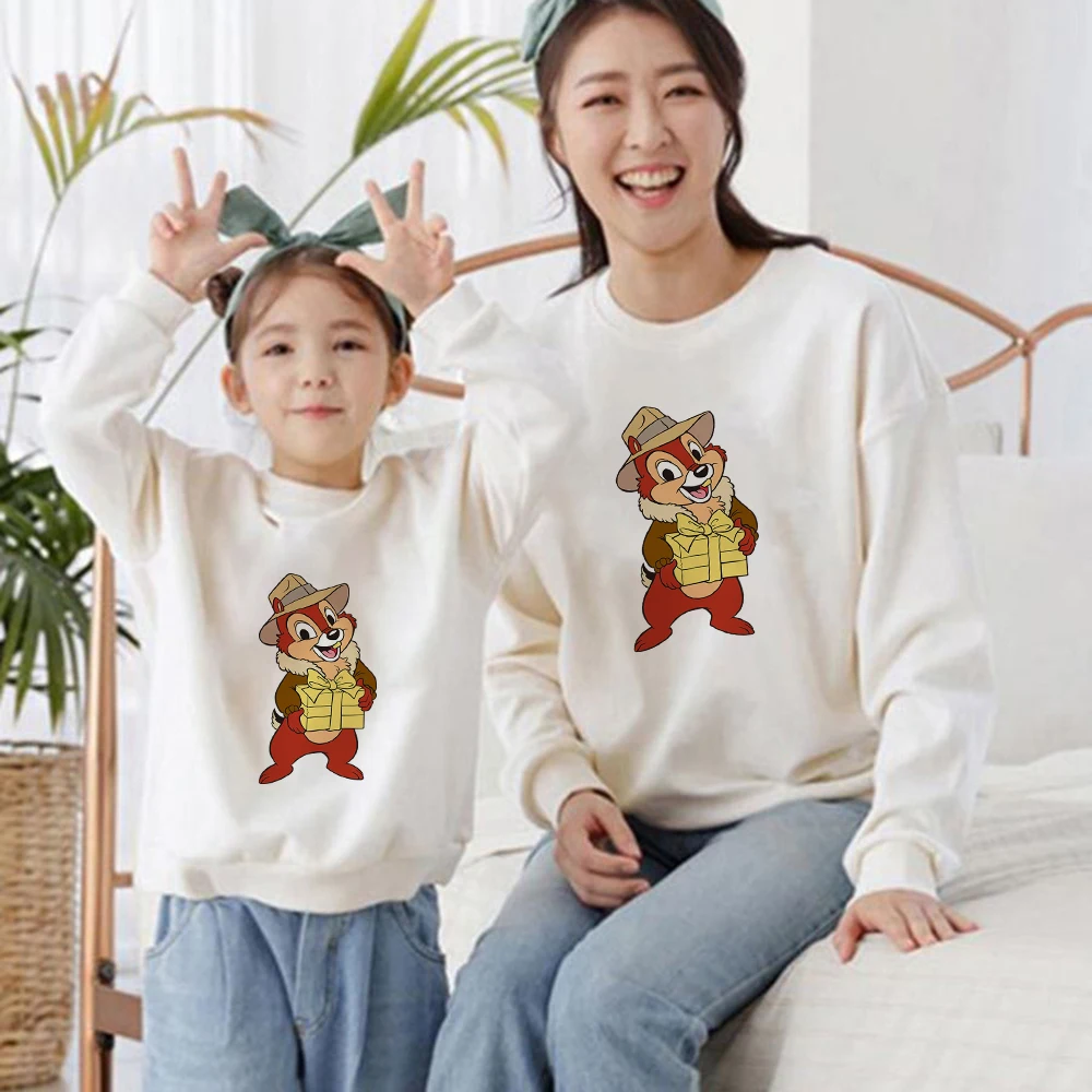 

Chip And Dale Print Present Disney Fashion Family Look Sweatshirt Creativity Tops Kawaii Parent Child Hoodies Harajuku Clothes