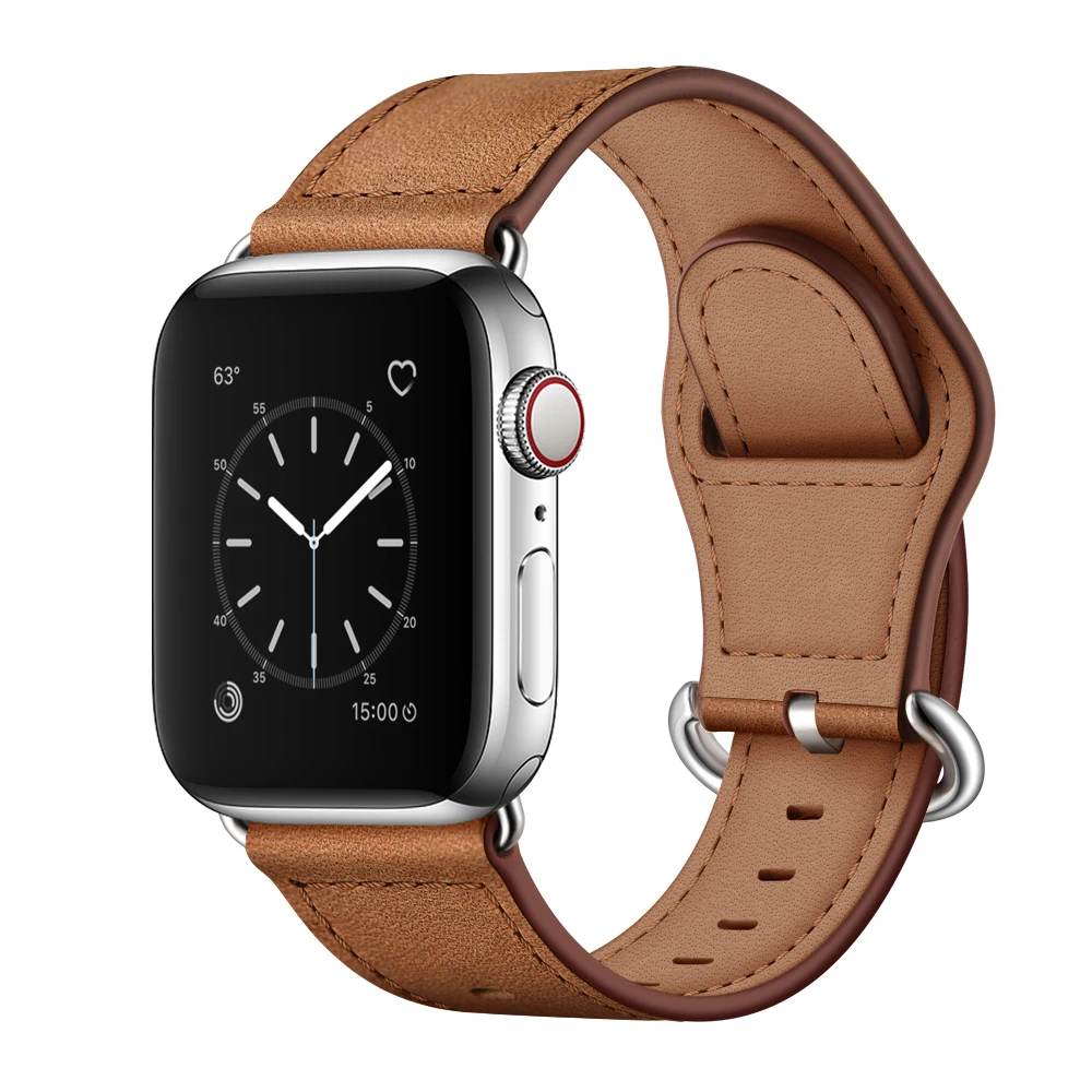 Lether Band for Apple Watch 7 41mm 45mm Strap iwatch series 3 38mm SE 6 5 4 2 1 Bracelet Accessories 40mm Wristband | Наручные часы