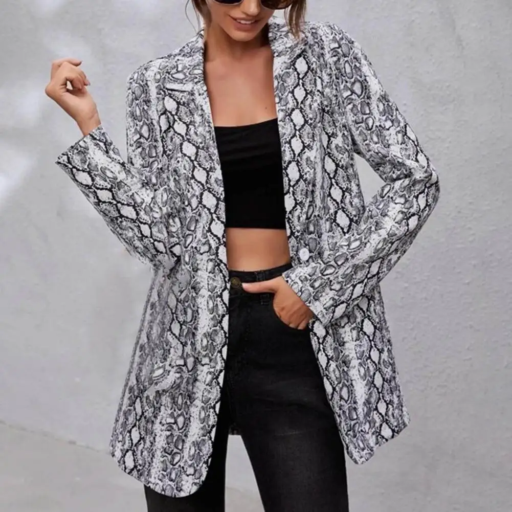 

Single Button Women Contrast Color Print Single Button Blazer for Business