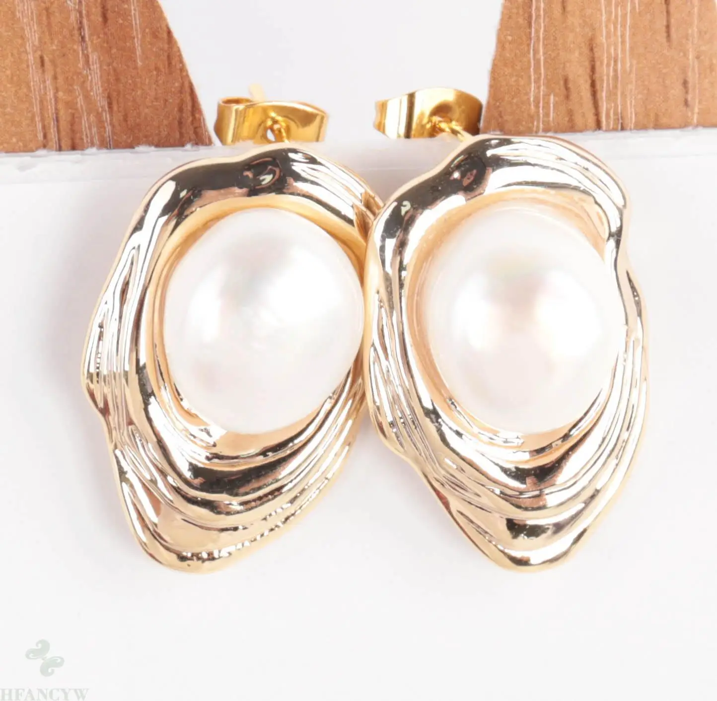 

11-13MM Natural white baroque pearl Earring 18k Ear Drop Cultured Wedding Fashion Classic Women Hook Party Dangle
