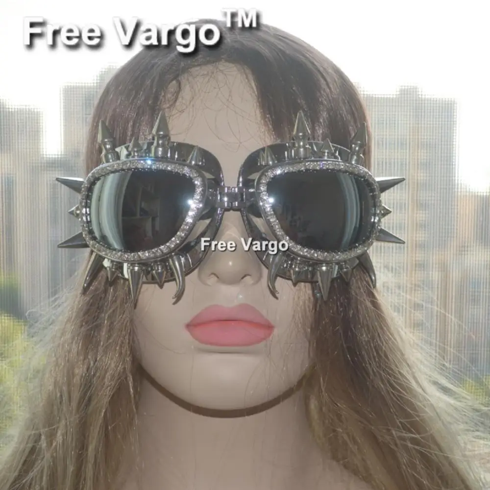 Голографические Стразы Rave Streampunk костюм Спайка с заклепками в стиле панк очки