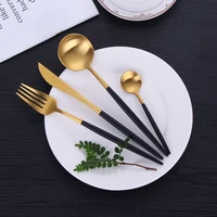 stainless steel cutlery set 5pcs black gold dinnerware set western tableware dessert knife fork spoon flatware set dropshipping