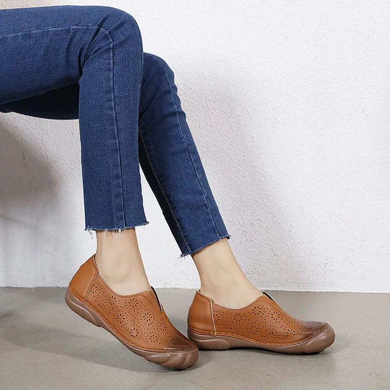 

2021 Spring Summer Shoes Women Flats Soft Comfortable Casual Woman Shoes Breathable Fashion Ladies Loafers Big Size 42 A3331