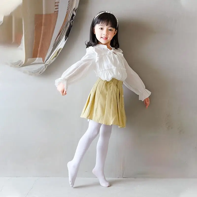 

Summer Spring Ballet Dance Tights for Girls Stocking Children Velvet Solid White Pantyhose Candy Color Kids Pantyhose