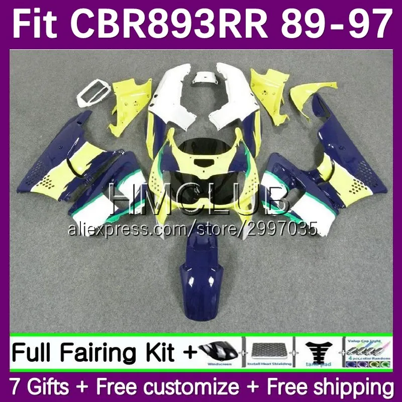 

Kit For HONDA CBR900RR CBR 893 893RR 43No.35 yellow blue CBR893 CBR900 RR 1989 1990 1991 1992 1993 CBR893RR 94 95 96 97 Fairing