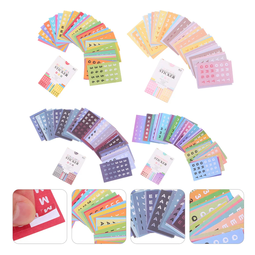 

4 Boxes Colorful Stickers Numbers Stickers English Alphabet Series Stickers