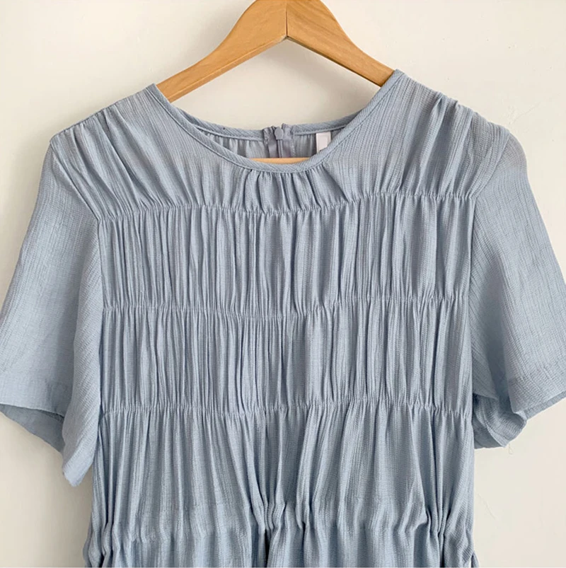 Платье женское летнее ТРАПЕЦИЕВИДНОЕ с коротким рукавом и рюшами | Женская