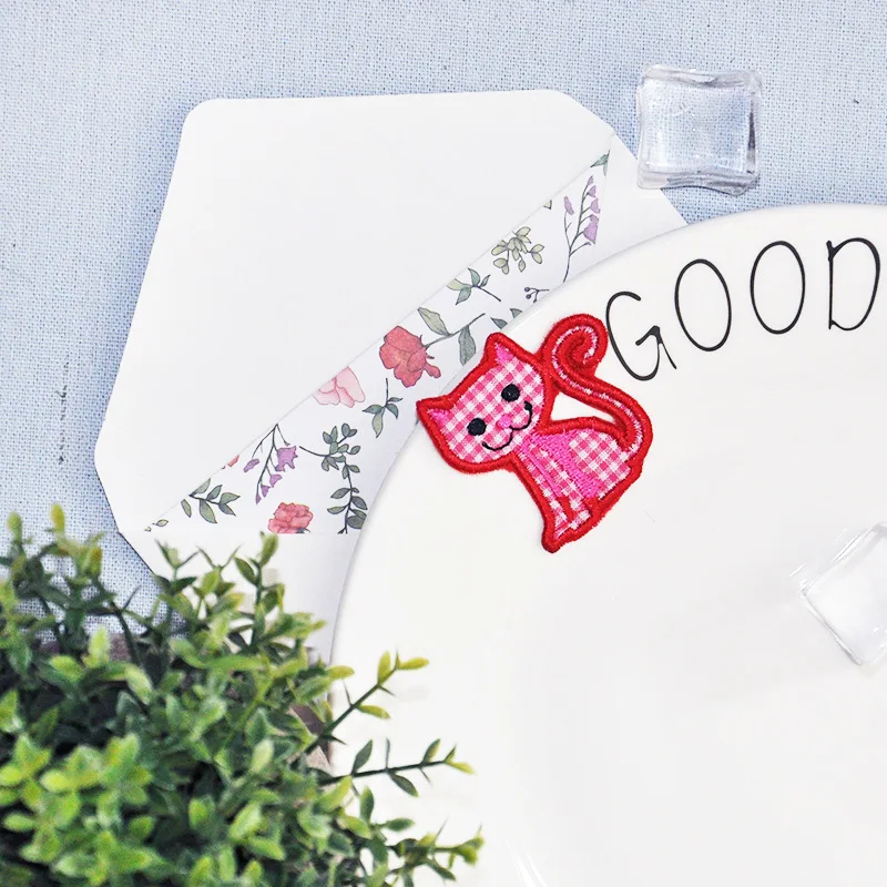 Мультяшный цветок Кот патчи Вышивка Патчи для одежды милая Кошка Животное утюжок