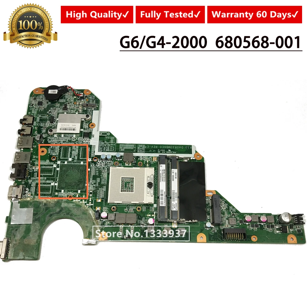 

For HP Pavilion G4-2000 G6-2000 G7-2000 R33 laptop Motherboard 680568-001 680568-501 DA0R33MB6E0 Mainboard