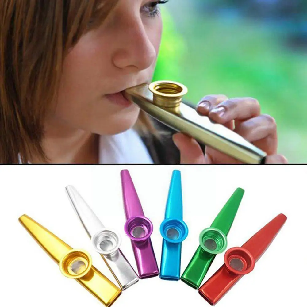 

1pcs Metal Kazoo With 6 Kazoo Flute Diaphragm Mouth Adult Flute Harmonica Party For Beginners Musical Kids Gifts Instrument M8d8