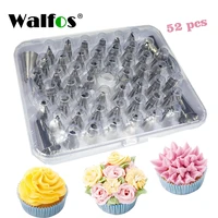 walfos 52pcsset stainless steel russian tulip icing piping nozzles pastry tips set for cake decorating sugar craft tools