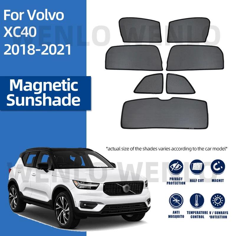 

For Volvo XC40 2018-2021 Magnetic Mesh Glass Cover Car Sunshade Easy Mounting Sunshield Window Sun Visor Auto Windscreen Shield